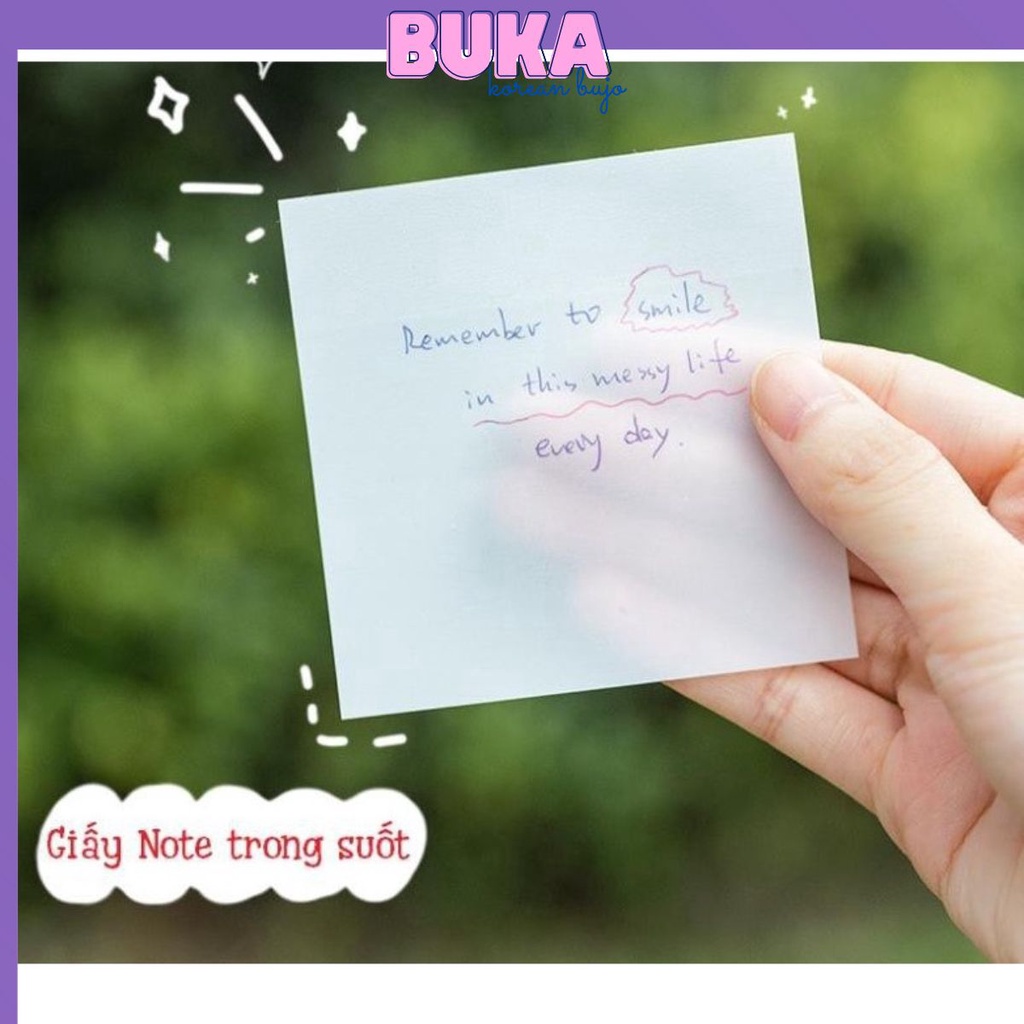 Giấy note, ghi chú trong suốt không thấm nước và có thể xé được, phụ kiện văn phòng phẩm