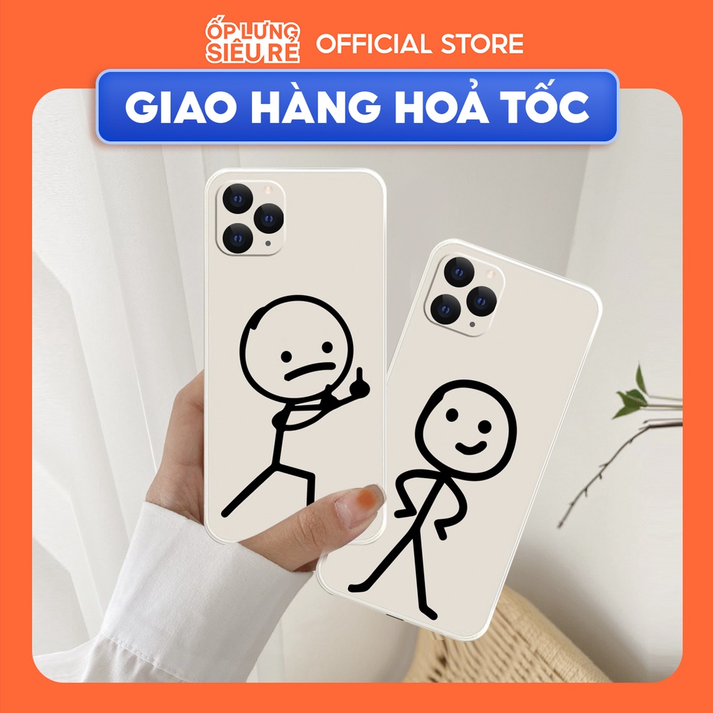 Ốp Lưng iPhone 11/14 Pro Max/15 Pro Max/16 Pro Max/17 Pro Max TPU Cạnh Vuông Hình Người que BST1