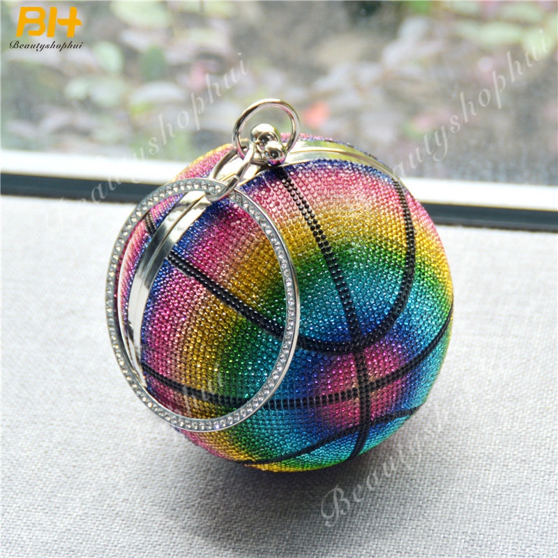 Túi Đeo Chéo Đính Đá Hình Quả Bóng Rổ Nhiều Màu Sắc Phong Cách Âu Mỹ Cho Nữ