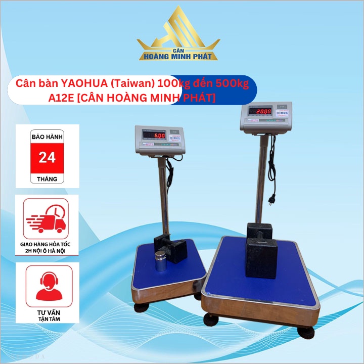 Cân Sàn Điện Tử YAOHUA (Taiwan) 100kg 150kg 200kg 300kg 500kg A12E (cân tích điện) Bàn Cân INOX [ CÂN HOÀNG MINH PHÁT ]