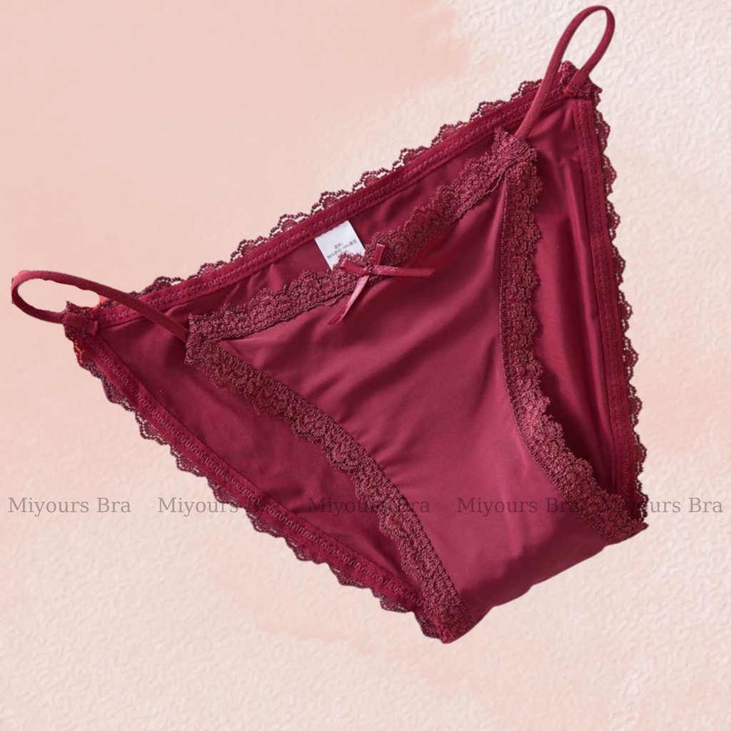 Quần lót, quần chip nữ Miyours Fashion & More QL168 trơn viền ren, dây hông sexy chống viêm kháng khuẩn