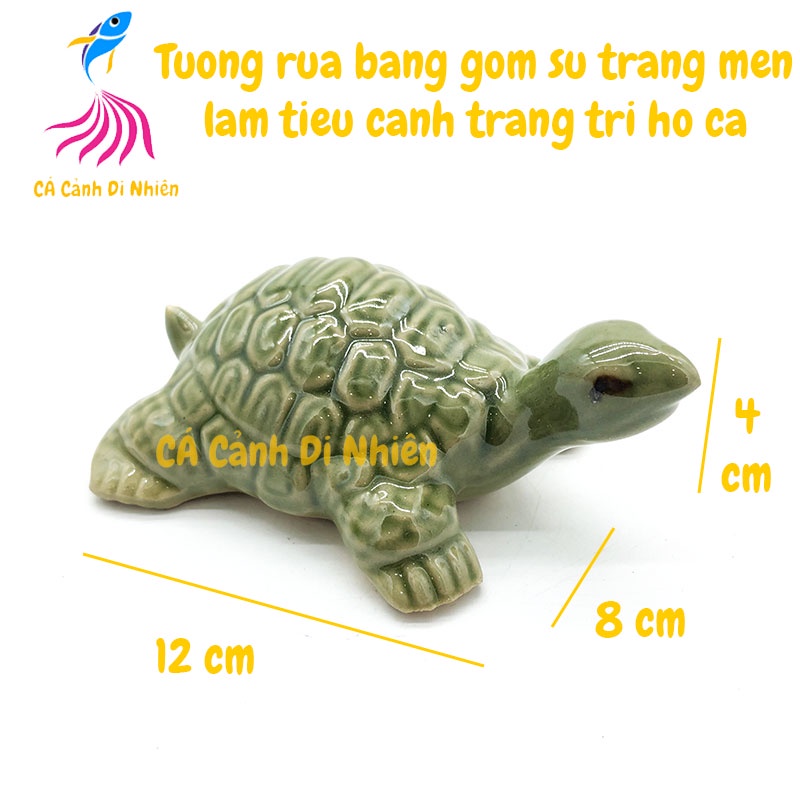 Tượng rùa bằng gốm sứ tráng men làm tiểu cảnh trang trí cho hồ cá size 12 cm BHI1-15