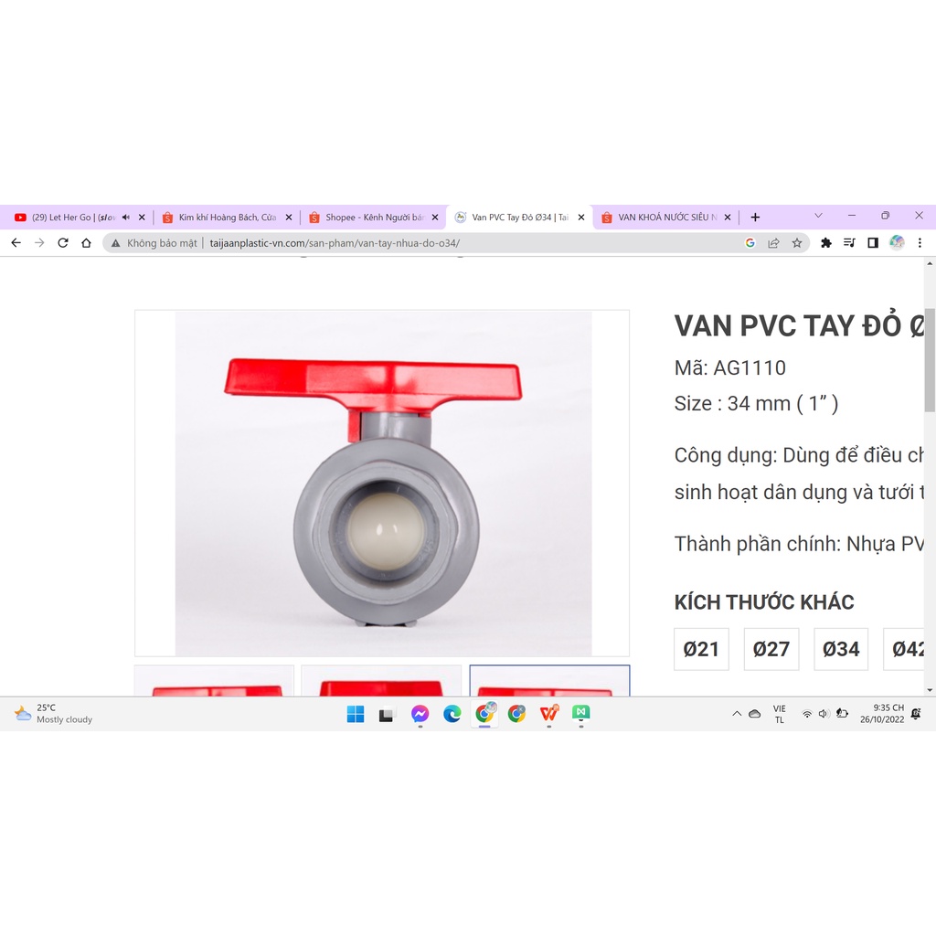 Van nhựa khóa nước NGỰA TAIJAAN  pvc phi 21,27,34