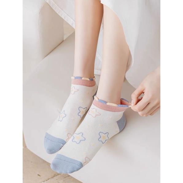 Tất vớ nữ thổ cẩm cổ bèo Softie chất liệu vải Hàn co giãn bốn chiều,họa tiết kute phong cách hiện đại