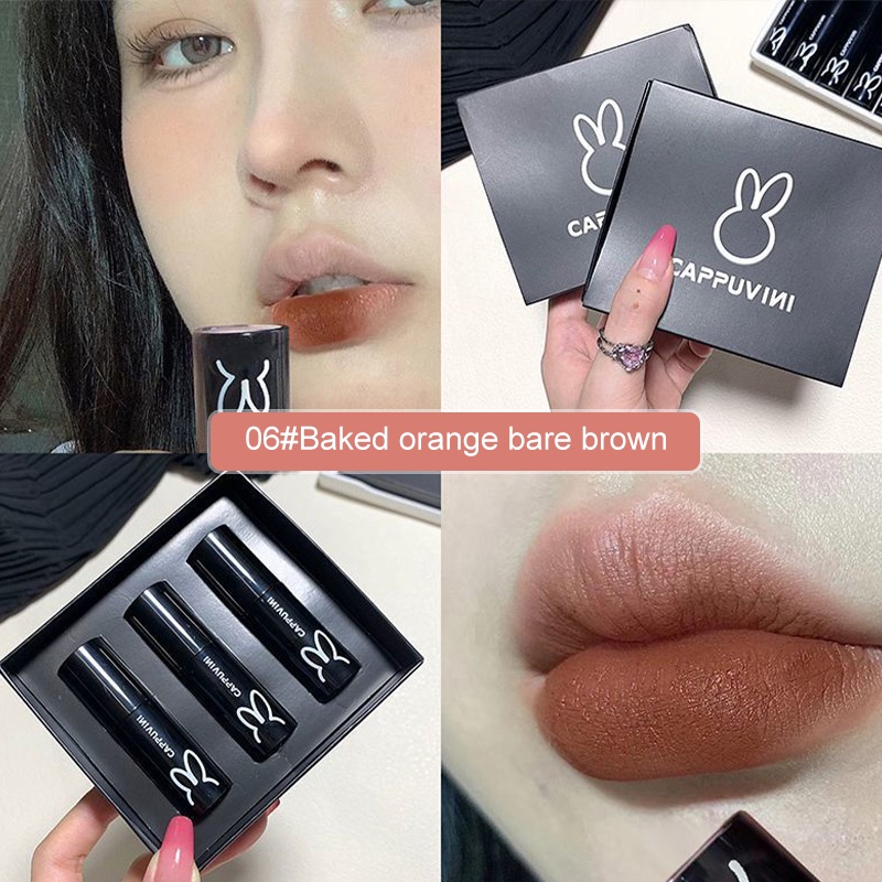 ✨✨Son kem lì thỏ đen CAPPUVINI bền màu lâu trôi Fluffy Cleft Lip Mud