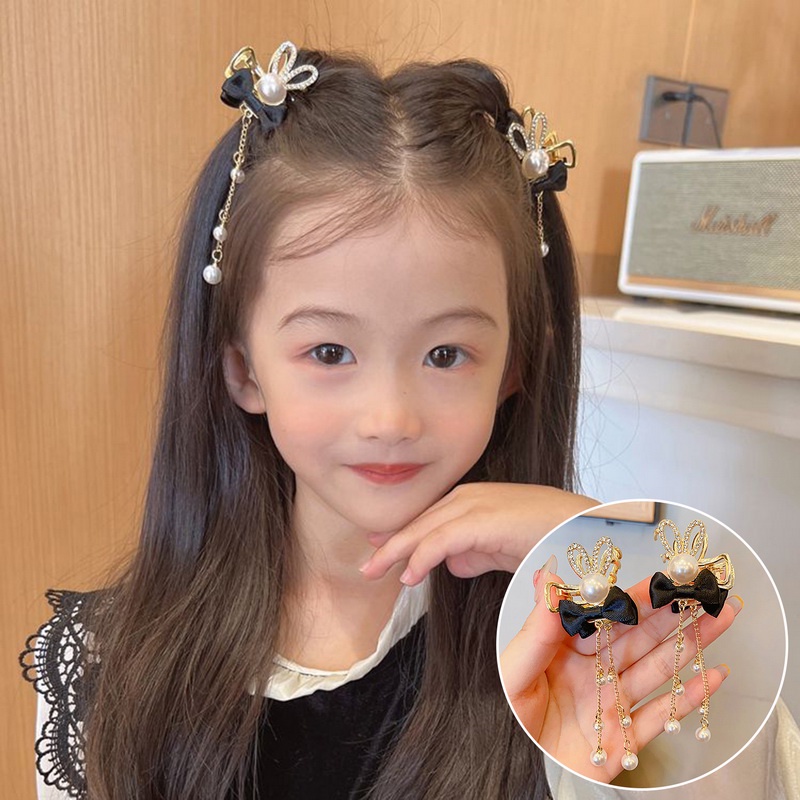 Kẹp Tóc Tua Rua Hình Tai Thỏ Đáng Yêu Cho Bé Gái