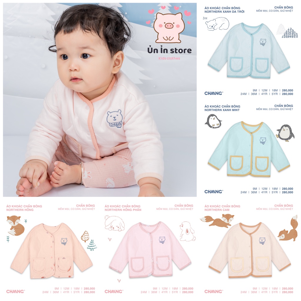 Chaang áo khoác chần bông nhiều màu cho bé Chaang Northern AW2022D14