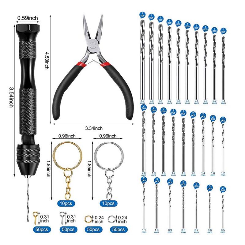 Bộ 281 Mũi Khoan Mini Làm Móc Khóa Resin / Trang Sức DIY