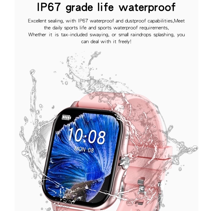 Đồng Hồ Thông Minh Màn Hình Cảm Ứng 1.69 inch Hỗ Trợ Đo Nhịp Tim Tương Thích Với IOS Android