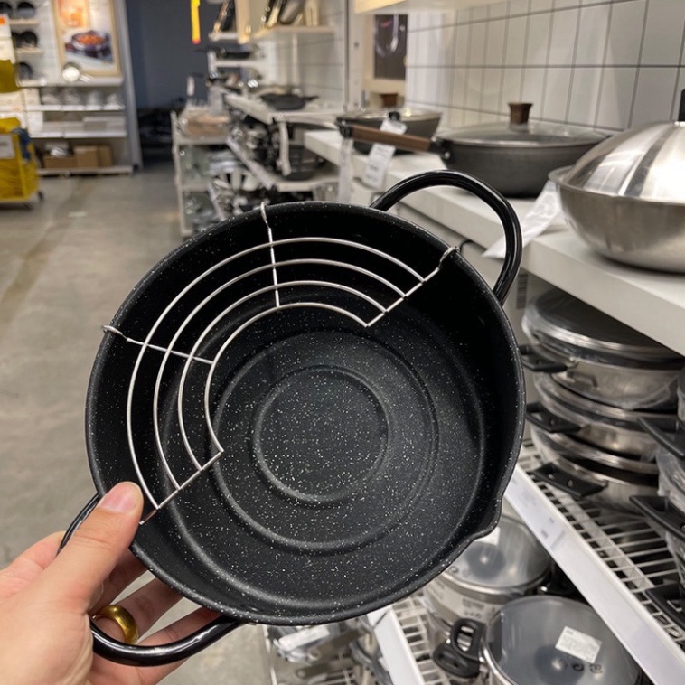 Nồi chiên chống dính Nhật size 20cm có khay ráo mỡ vân đá siêu bền. /