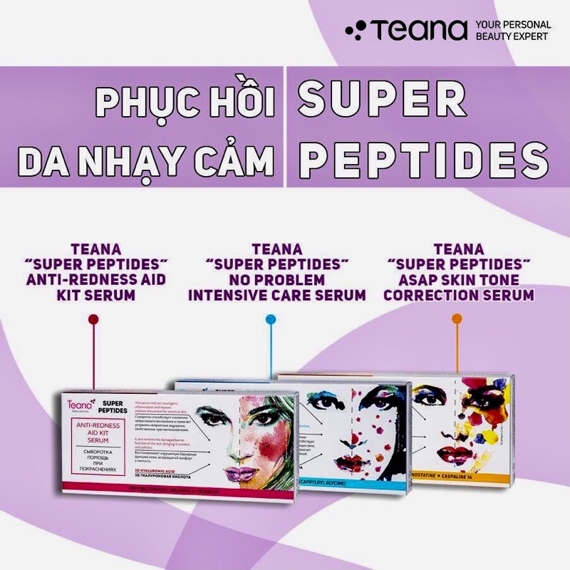Serum tena super peptides các loại Asap - No problem - Anti Redness - Crystal Skin