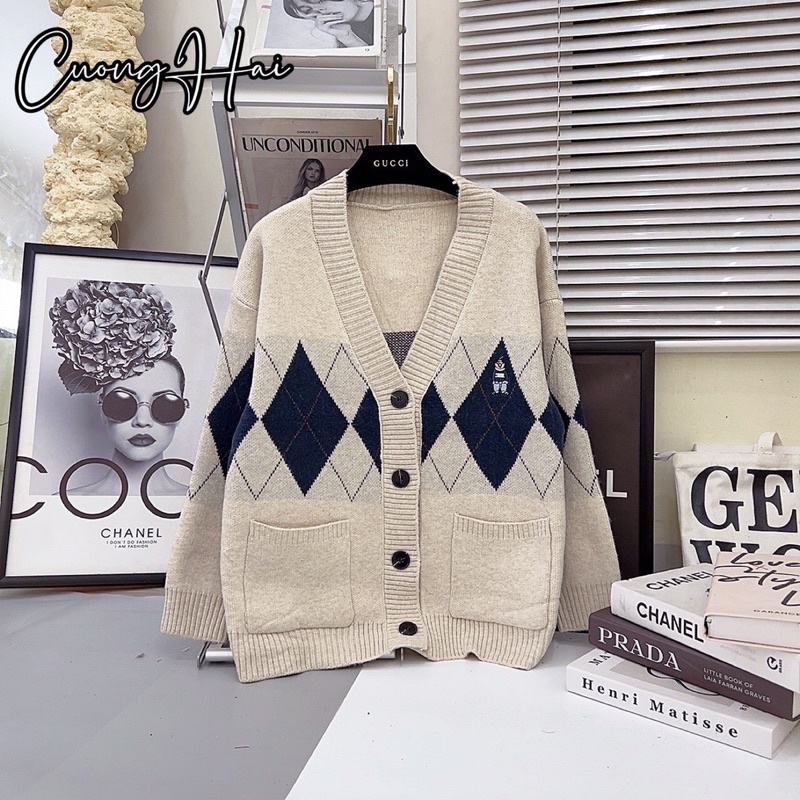 Áo len Cdg trám thêu logo Gấu