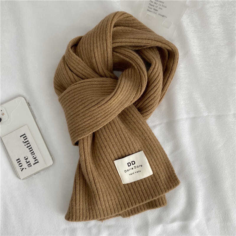 Khăn Choàng Len Dệt Kim Dày Dặn Màu Cà Phê Sữa Phong Cách Hàn Quốc Dành Cho Cặp Đôi