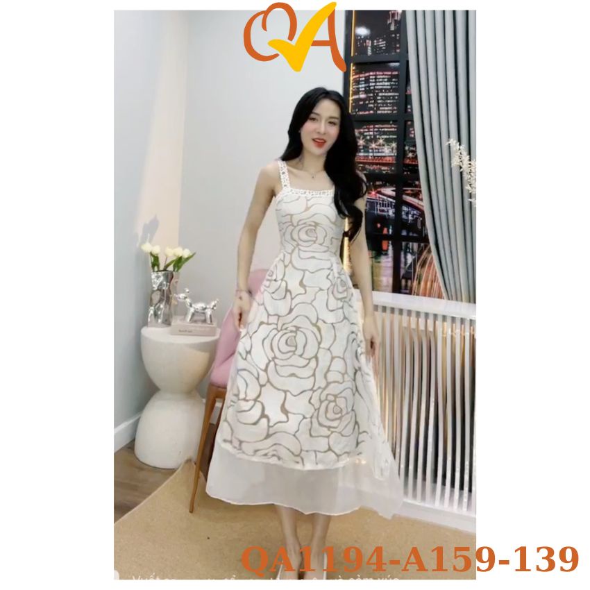 Đầm nữ dây ren cao cấp thời trang, dạo phố, dự tiệc Quocanh