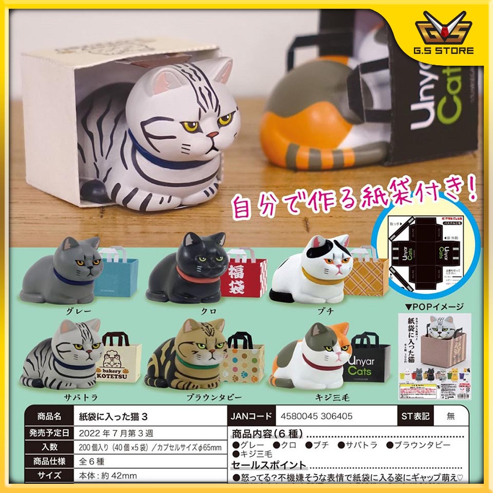 Mô hình gacha Mèo và túi giấy