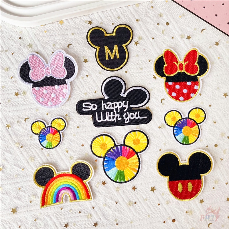 ♥ Sticker Ủi Thêu Hình Chuột Mickey & Minnie ♥ 1 Miếng Dán Ủi Quần Áo Hình Hoa Hướng Dương