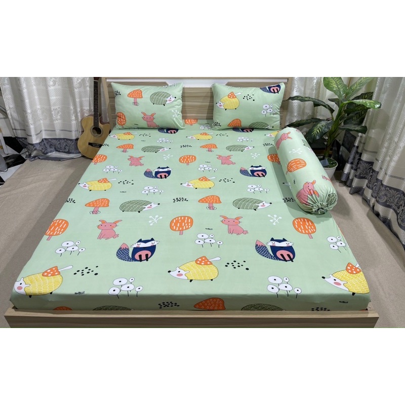 Bộ drap thun Hàn quốc 4 món mẫu hoạt hình siêu cưng cho bé
