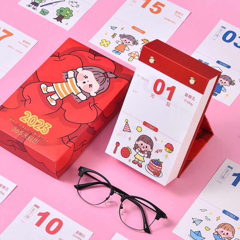 Lịch Để Bàn 2023 2023 | Lịch Để Bàn Năm 2023 2023 Dạng Lật Họa Tiết Hoạt Hình Dễ Thương