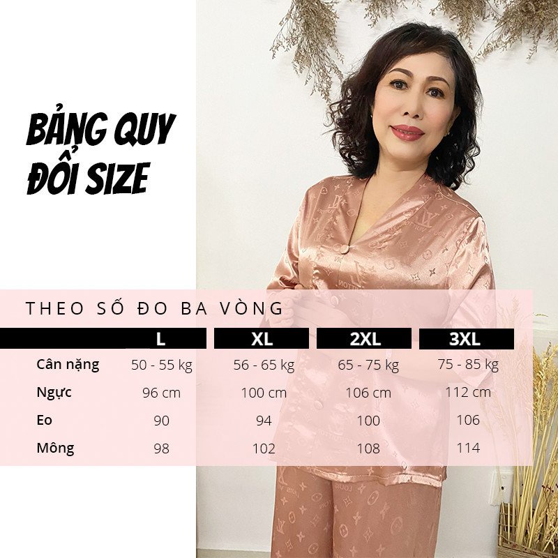 Đồ trung niên SBORG bộ mặc nhà nữ cổ chui lụa mango hoa nhí tay lửng quần dài có túi bigsize 50 - 75kg quà tặng mẹ