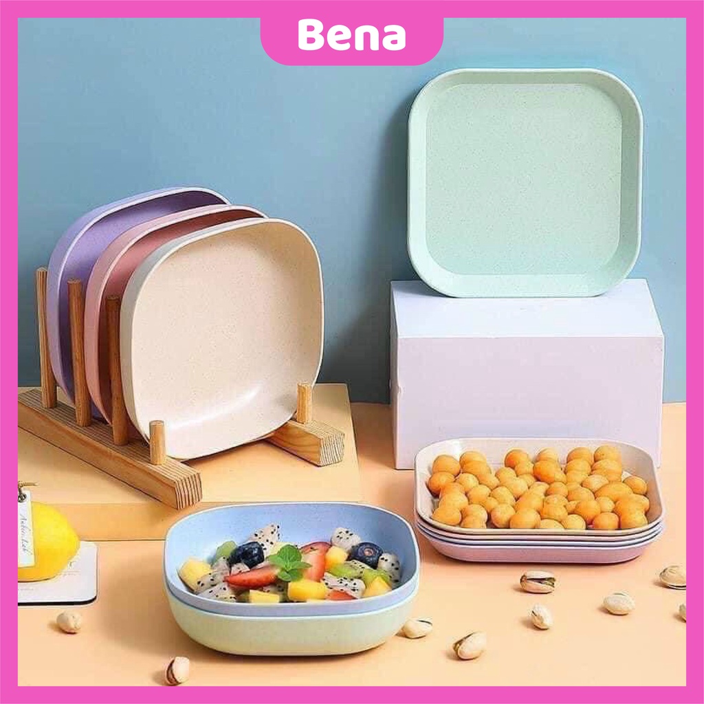 Set 8 dĩa lúa mạch vuông nhiều màu