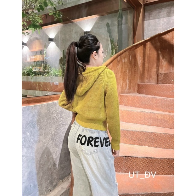 Ảnh Thật — Áo lên nữ 2 khoá kèm mũ chất len hàng qc hoạ tiết trơn đơn giãn đủ màu dễ mặc