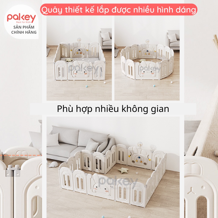 Quây Cũi Nhựa Gấp Gọn Cao Cấp TẶNG 100 BÓNG +GIỎ ĐỰNG, Quây Nhựa Cho Bé Siêu Chắc Chắn Bảo Hành 3 Năm, Mẫu Thỏ Xinh Xắn
