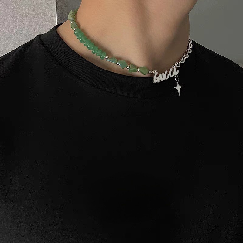 Vòng cổ nam nữ titan màu bạc ngọc LOKI độc đáo cá tính phong cách đường phố - Dây Chuyền chuỗi G Chain