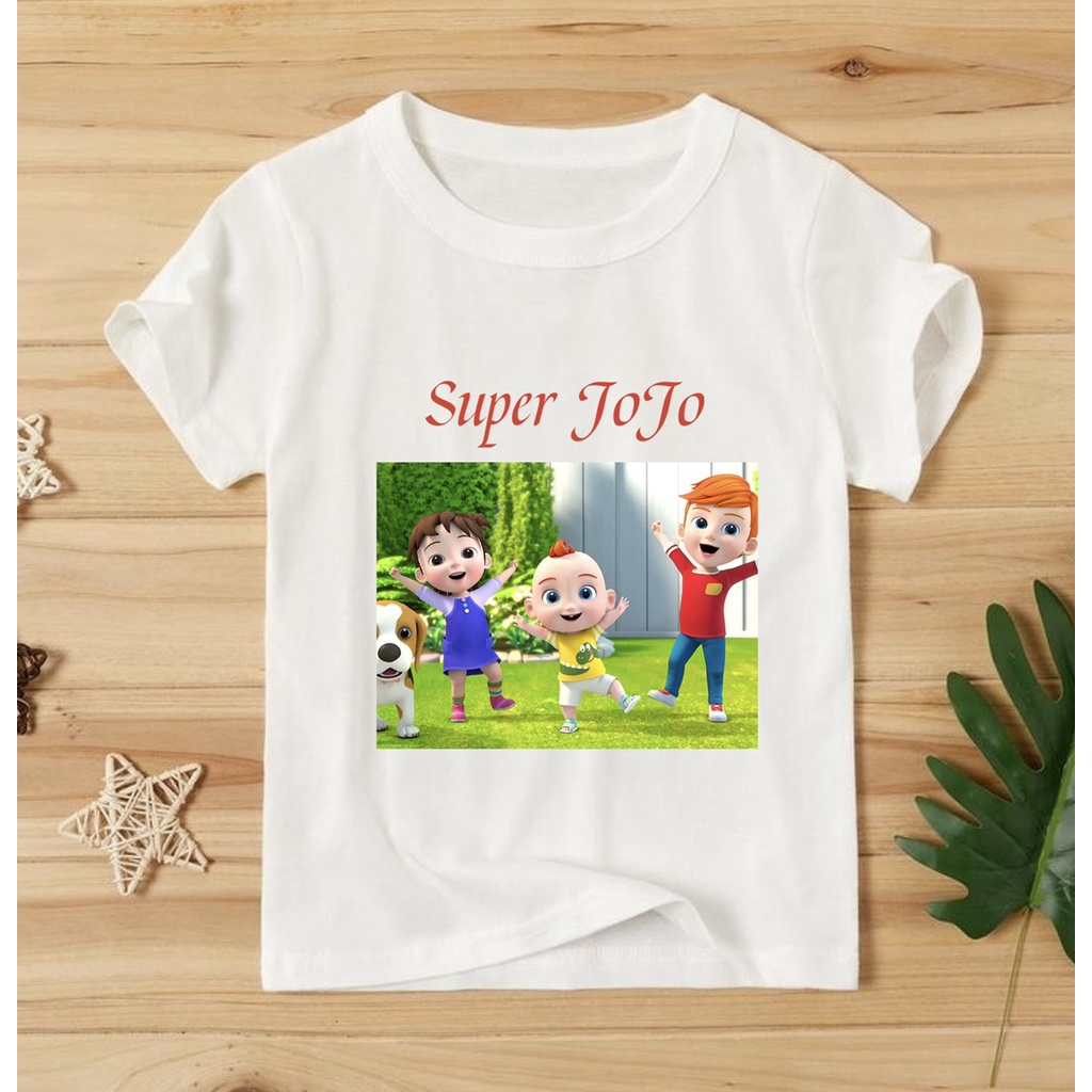 áo thun cho bé trai bé gái in hình super Jojo dễ thương coton co giản 4 chiều thoải mái
