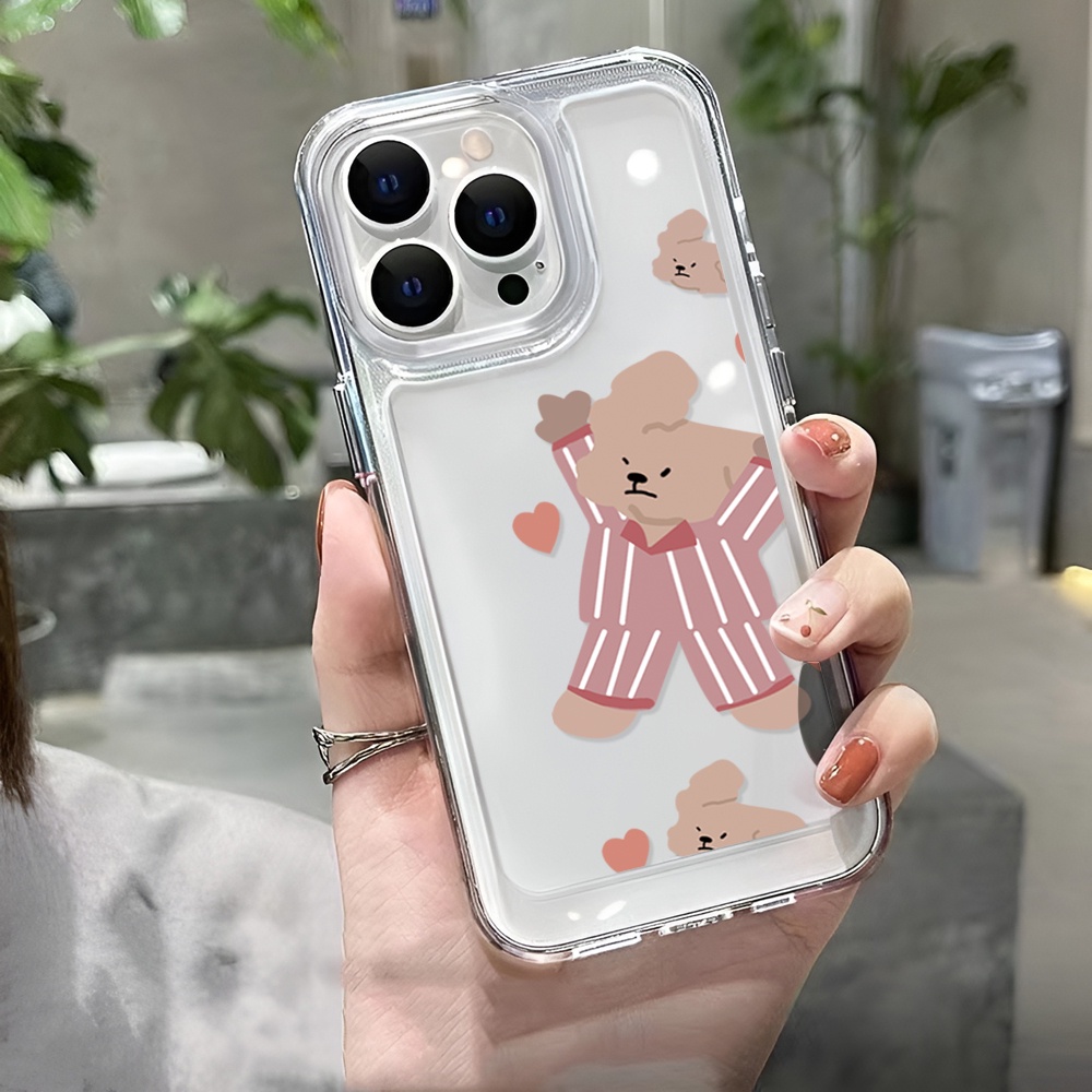 Ốp Điện Thoại Trong Suốt Hình Gấu Đang Nhảy Múa Cho iphone 14ProMax 14Plus 13 11 12 7Plus X XR