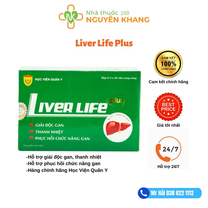 Liver life plus Học viện quân y, giải độc gan, thanh nhiệt, hạ men gan