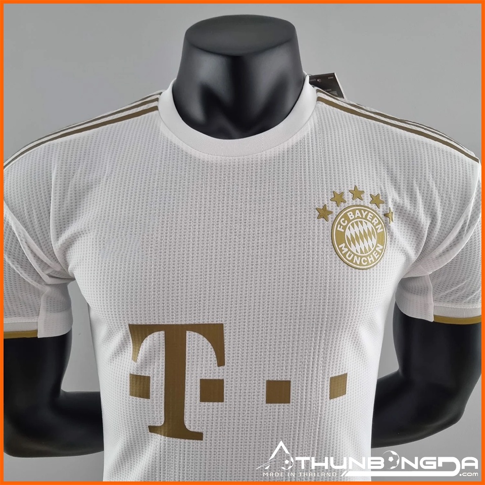 Áo Bayern Munich trắng sân khách 2022/2023, 2022/23 bản PLAYER Issue BODY Fit cao cấp Thái Lan