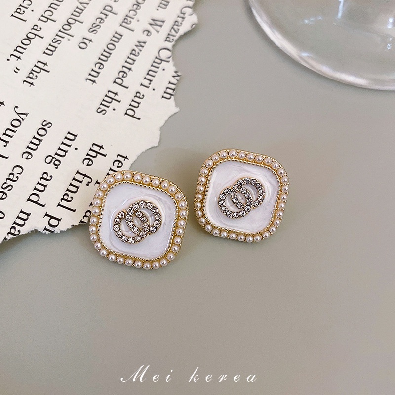 Bông Tai Đính Kim Cương &amp; Ngọc Trai Giả Cao Cấp Sang Trọng Thời Trang 2022