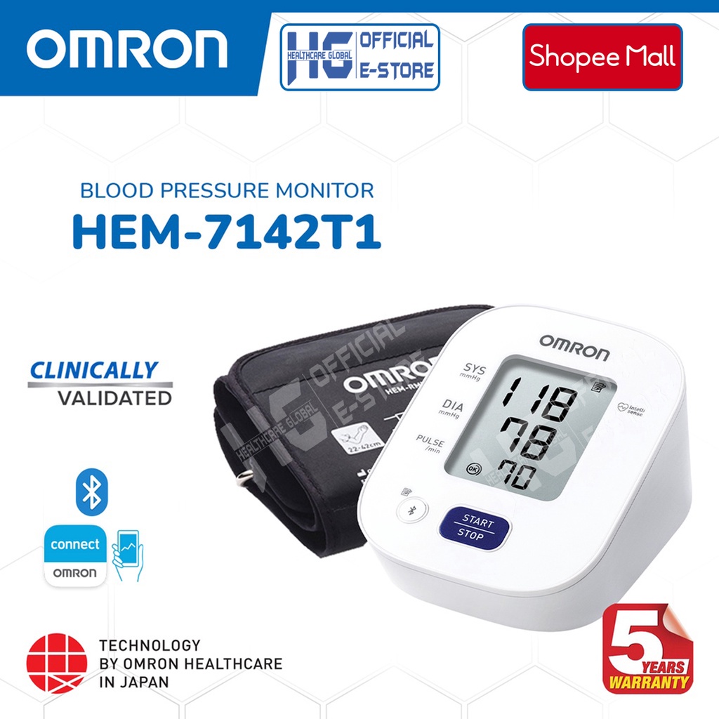 Máy đo huyết áp bắp tay tự động OMRON HEM-7142T1 | Kết nối Bluetooth với điện thoại thông minh