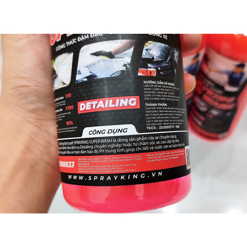 NƯỚC RỬA XE CHẠM / KHÔNG CHẠM SPRAYKING SUPER WASH 1L GIÚP XẾ IU SẠCH BÓNG, THƠM MÁT ĐẾN TỪNG NGÓC NGÁCH