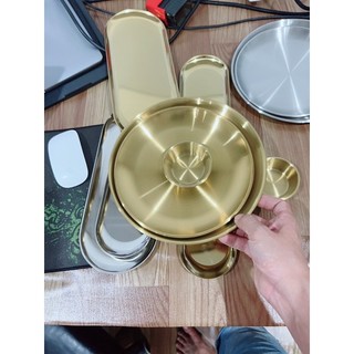 Hộp Đựng Bông Cồn  SPA , Khay Inox Chén Bát Mạ Vàng Spa Đĩa Vàng