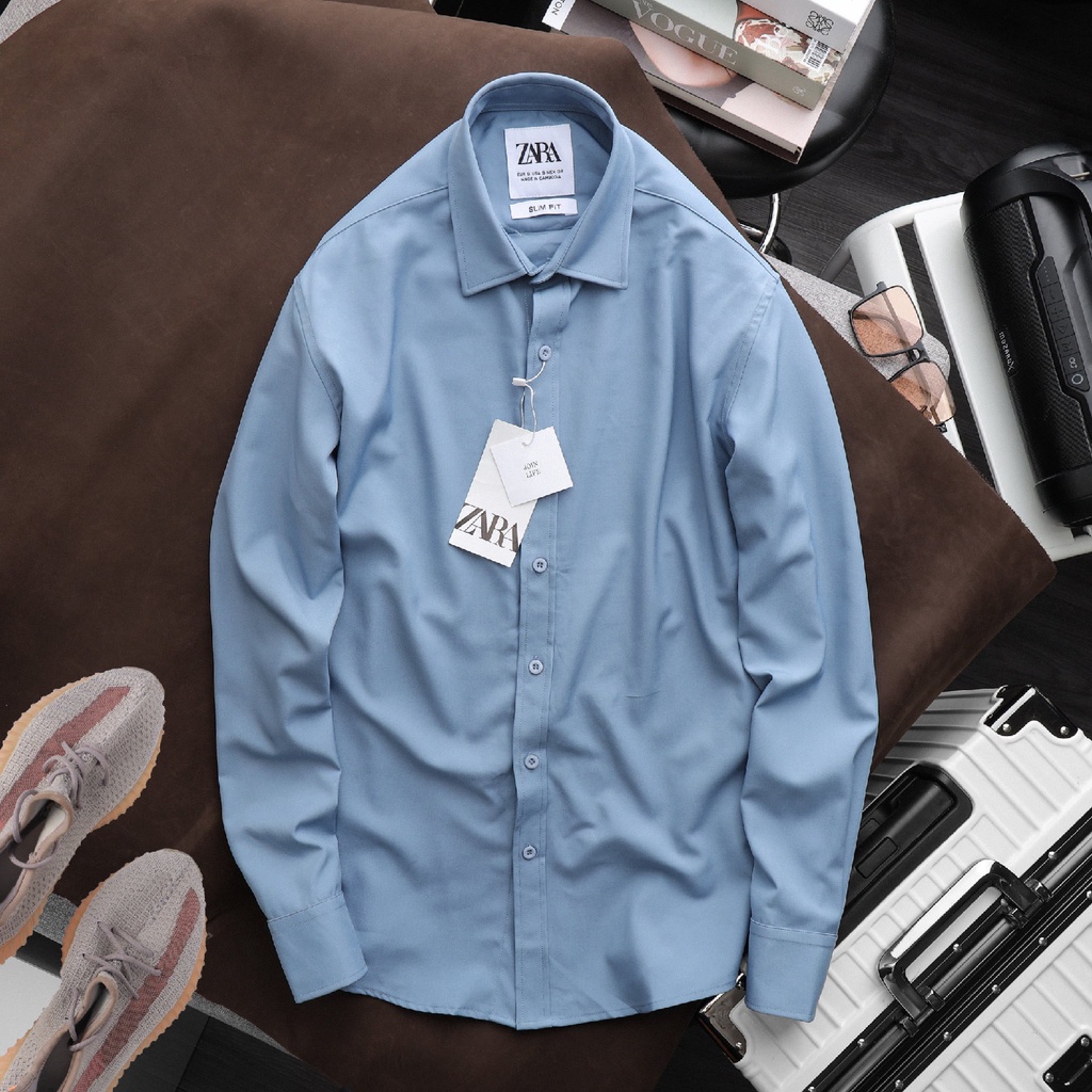 Áo sơ mi nam cao cấp chính hiệu Zara, MWSHOP chất vải chéo sọc mịn, co giãn nhẹ không nhăn, thoáng mát siêu thấm mồ hôi