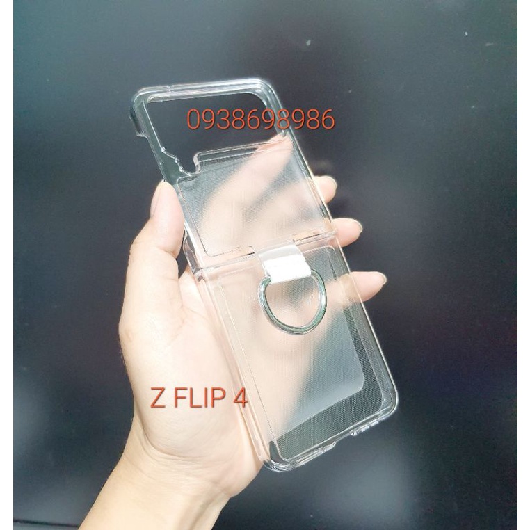 Ốp trong suốt có móc treo Samsung Z Flip 5/ Z Flip 4 / Z Flip 3 khoe màu máy