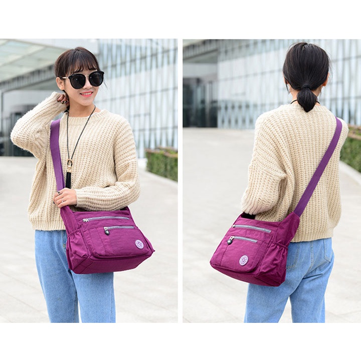 Túi đeo chéo nữ vải dù nhiều ngăn chống nước, phong cách Hàn Quốc Size 35cm TUI-62