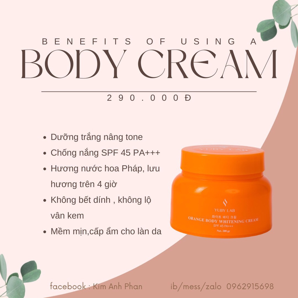 Kem Body Cam Úc Korea Dưỡng Trắng Nâng Tông Chống Nắng Bảo Vệ Làn Da