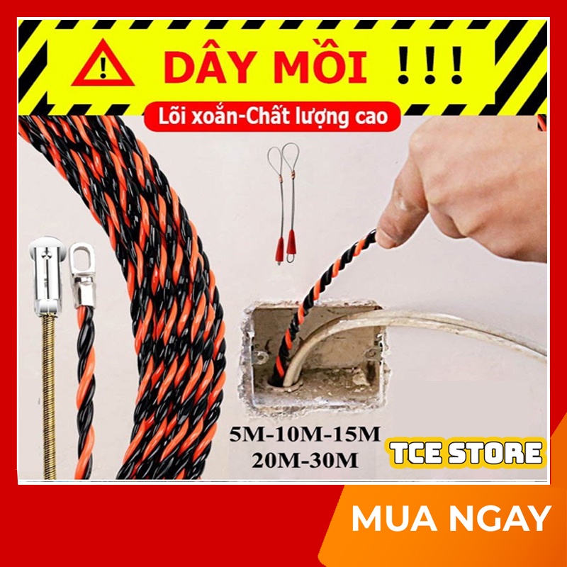 Dây mồi luồn dây điện 3 lõi xoắn đầu bánh xe 10m 20m 30m 50m MẪU MỚI NHẤT siêu bền giá tốt