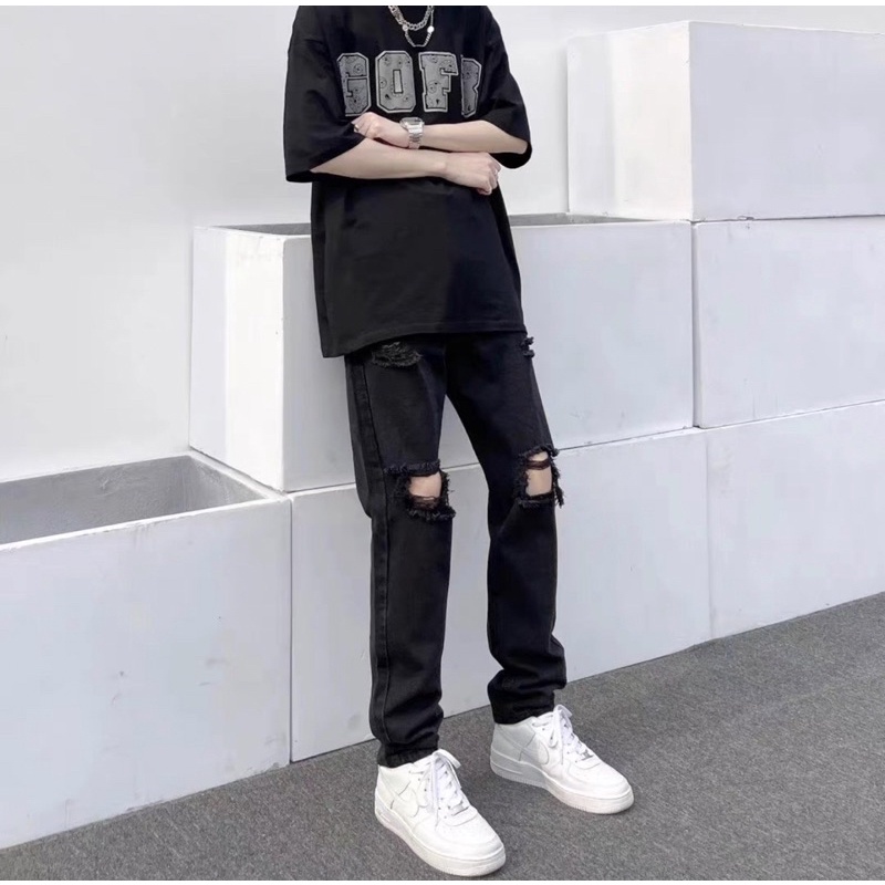 Quần jean rách gối FOG streetwear Quixotic