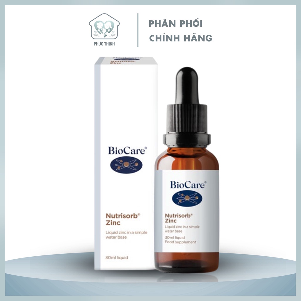 Kẽm nước BioCare Nutrisorb ZinC Anh 30ml phù hợp cho bé biếng ăn tăng đề kháng cho trẻ từ 1 tháng tuổi PTH009