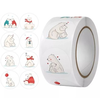 Cuộn 500 tem sticker tròn hình động vật - vui học cùng con-
