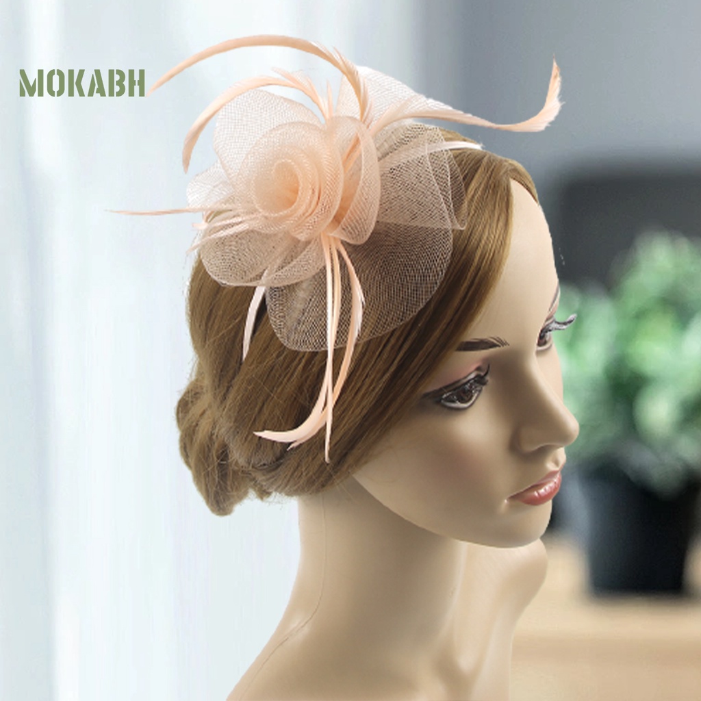 Mũ Lưới Đính Hoa Và Lông Vũ Thanh Lịch Cổ Điển Cho Cô Dâu