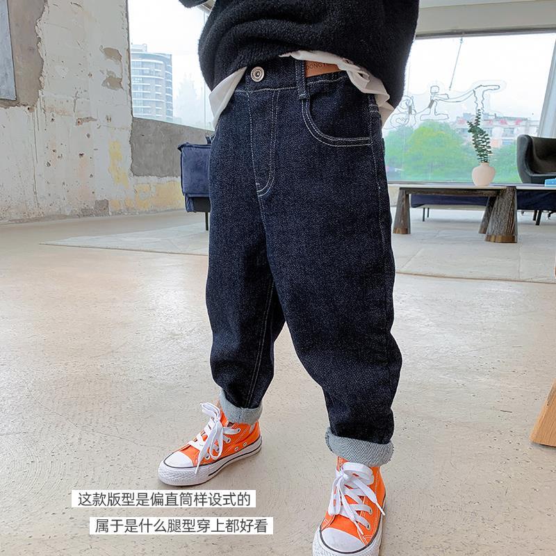 Quần Jean Lót Lông Cừu Dáng Rộng Phong Cách Hàn Quốc Thời Trang Thu Đông Cho Bé Trai