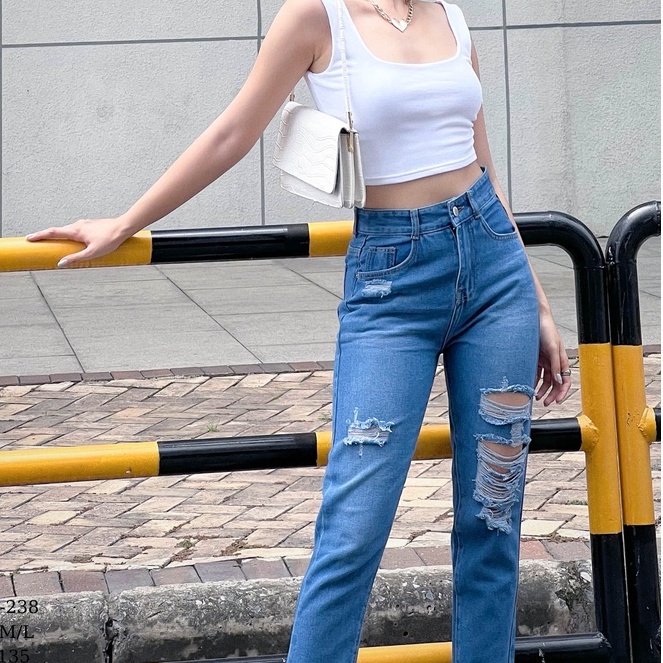 Quần jean bò baggy nữ rách TiQi Jeans B1-238