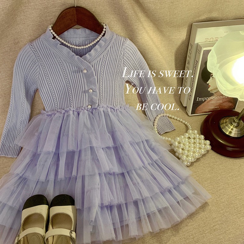 Váy Dệt Kim Phối Ren - Phong Cách Bánh Bèo Công Chúa Cho Bé Gái