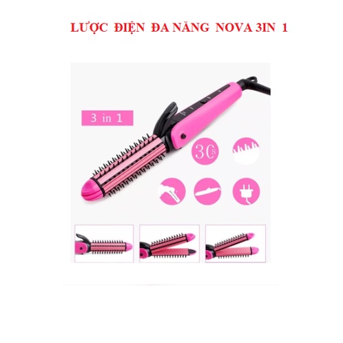Máy Uốn Duỗi Bấm Tạo Kiểu Tóc 3in1 Model Nova 8890 làm xoăn, làm phồng, uốn cụp, là thẳng, là cụp, dập xù