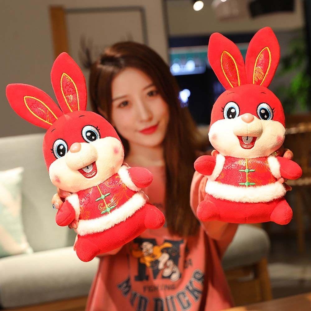 Thỏ Nhồi Bông Mềm Mại Phong Cách Trung Hoa Trang Trí Nhà Cửa