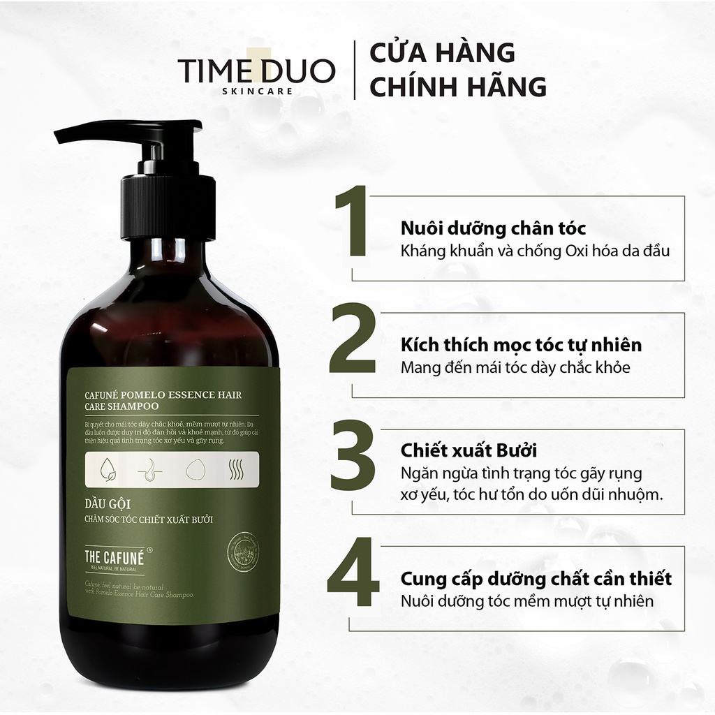 Combo Dầu Gội Bưởi, Dầu xả, Xịt Tóc Tinh Dầu Bưởi The Cafuné Kích Thích Mọc Tóc,Dưỡng  tóc khô xơ rối chuẩn salon500ml